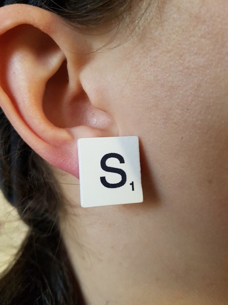 Holz Buchstaben Ohrstecker